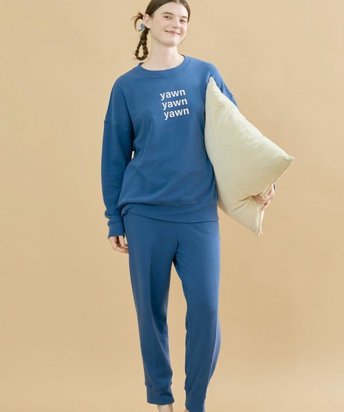 綿混】あくびのお嬢さんのなめらか裏毛プルオーバー（ルームウェア