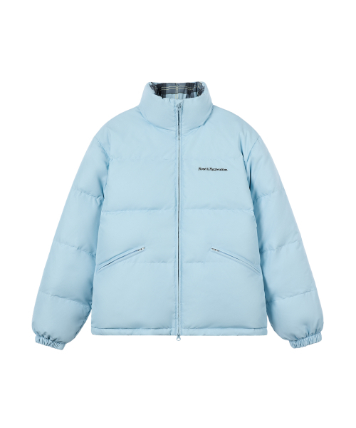 セール】REVERSIBLE CHECK DOWN JACKET - SKY BLUE（ダウンジャケット