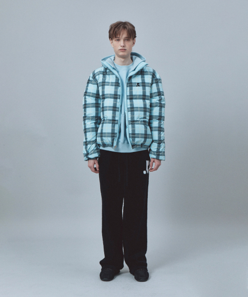 REVERSIBLE CHECK DOWN JACKET - SKY BLUE（ダウンジャケット/コート