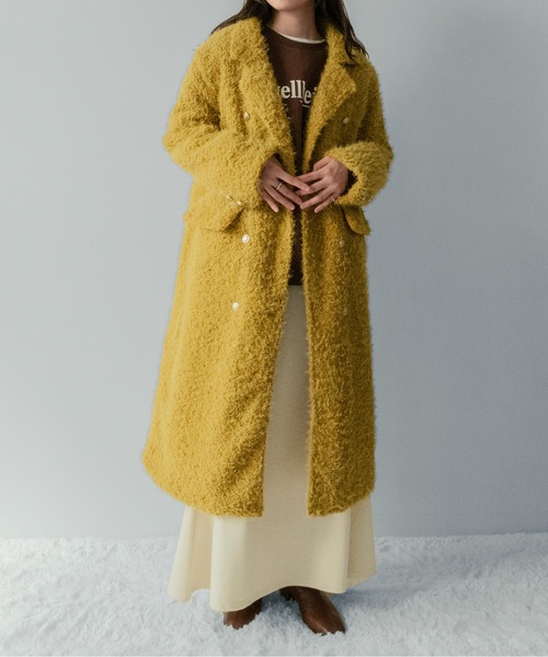 on:nue(オンニュ)の「【on:nue】フリンジシャギーロングチェスターコート(チェスターコート・レディース・イエロー/ホワイト/ブラック・FREE)」の18枚目の写真