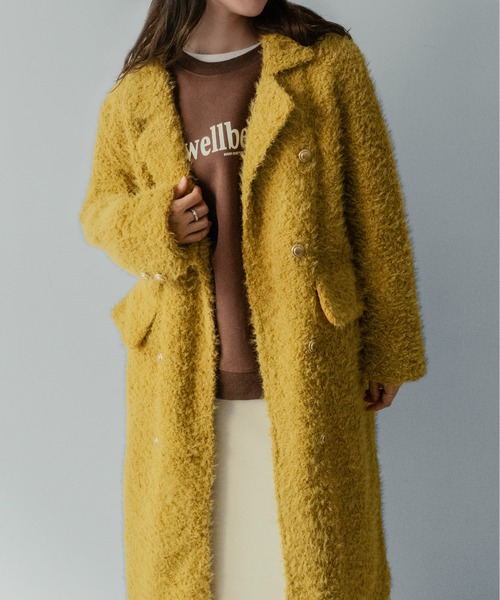 on:nue(オンニュ)の「【on:nue】フリンジシャギーロングチェスターコート(チェスターコート・レディース・イエロー/ホワイト/ブラック・FREE)」の21枚目の写真