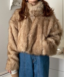 MIXフェイクファージップアップショートブルゾン【NOUA】