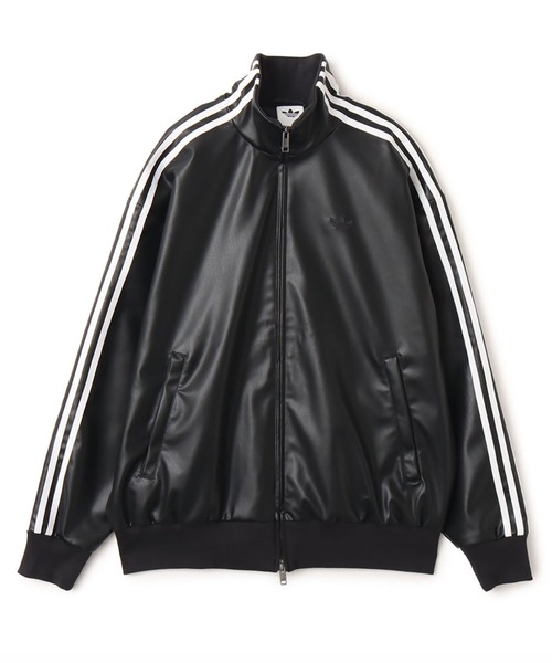 adidas(アディダス)の「adidas PLEATHER 3STRIPES TRACK TOP / アディダス プレザー 3ストライプ トラックトップ(その他アウター・メンズ・ブラック・M/S/XXL/XL/L)」の1枚目の写真