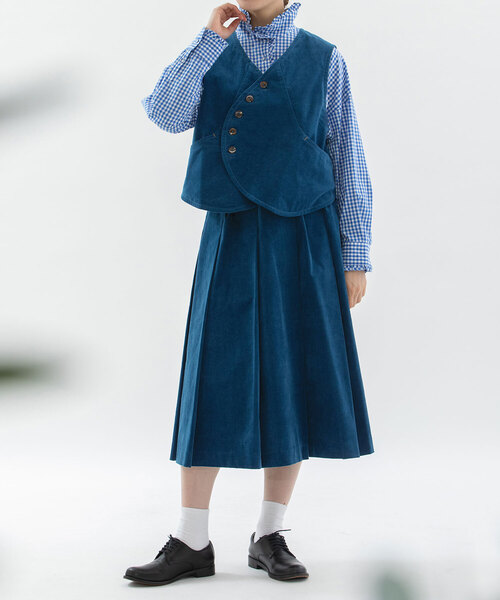 nop de nod（ノップドゥノッド）の「別珍タックプリーツスカート（スカート・レディース・ブラック/ターコイズブルー/ライトグレー・M）」の11枚目の写真