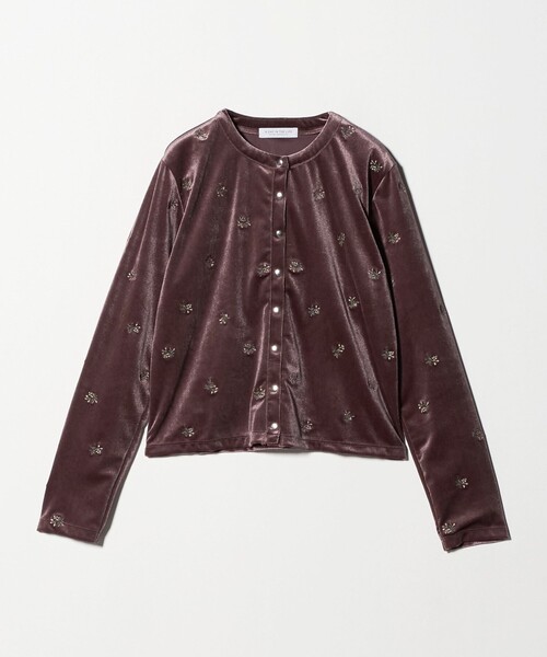 A DAY IN THE LIFE UNITED ARROWS(アデイインザライフユナイテッドアローズ)の「ベロア エンブロイダリー カーディガン <A DAY IN THE LIFE>(カーディガン/ボレロ・レディース・ブラック/ブラウン系・FREE)」の1枚目の写真