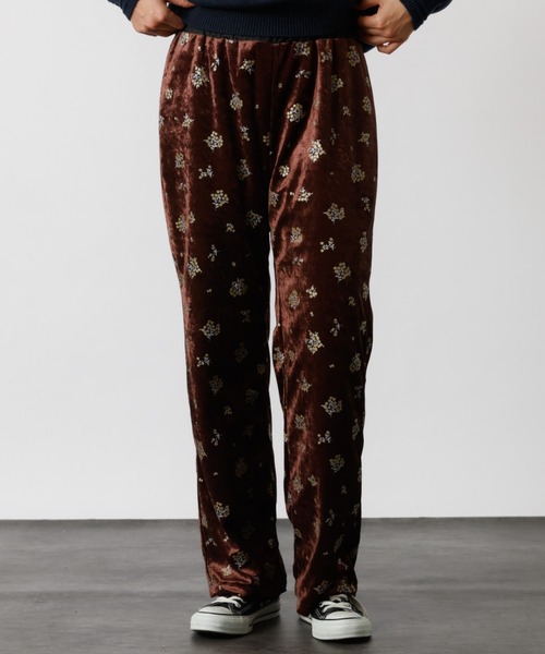 ルージュ・ヴィフ ラクレ（Rouge vif la cle）/【Le Melange/ル・メランジュ】花柄ベロアパンツ/#8551502/花柄 Le Melange/ル・メランジュ】花柄ベロアパンツ/#8551502/花柄/ベロア