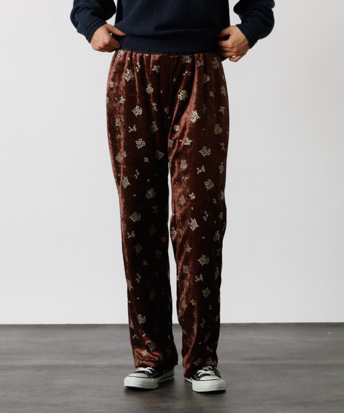 Rouge vif la cle（ルージュヴィフラクレ）の「【Le Melange/ル・メランジュ】花柄ベロアパンツ/#8551502/花柄/ベロア/パンツ【WEB限定】（その他パンツ・レディース・ブラウン/ブラック・フリー）」の7枚目の写真