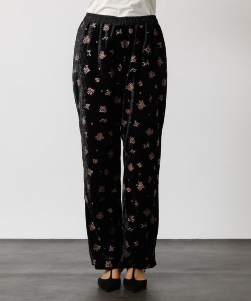 Rouge vif la cle（ルージュヴィフラクレ）の「【Le Melange/ル・メランジュ】花柄ベロアパンツ/#8551502/花柄/ベロア/パンツ【WEB限定】（その他パンツ・レディース・ブラウン/ブラック・フリー）」の10枚目の写真