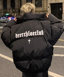 【25年秋冬新作】ラメデザインメタルパーツバックプリント中綿ダウンジャケット