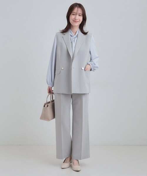 SHOO・LA・RUE（シューラルー）の「【セットアップ可/S-LL/洗濯機可】サッと羽織ってこなれ見え ダブルブレストジレ（ベスト・レディース・ライトグレー/ネイビー・04/03/02/01）」の17枚目の写真