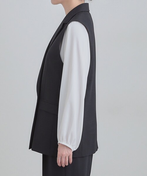 SHOO・LA・RUE（シューラルー）の「【セットアップ可/S-LL/洗濯機可】サッと羽織ってこなれ見え ダブルブレストジレ（ベスト・レディース・ライトグレー/ネイビー・04/03/02/01）」の20枚目の写真