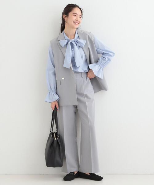 SHOO・LA・RUE（シューラルー）の「【セットアップ可/S-LL/洗濯機可】サッと羽織ってこなれ見え ダブルブレストジレ（ベスト・レディース・ライトグレー/ネイビー・04/03/02/01）」の15枚目の写真