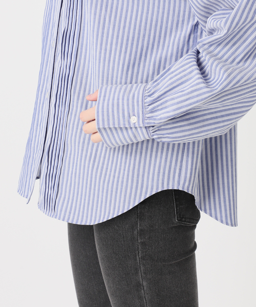 フリルネックドビーストライプシャツ（シャツ/ブラウス）｜JOURNAL