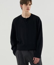 DRAW FIT（ドローフィット）の「フォーマリックリブドヘンリーネックTシャツ[ブラック]（Tシャツ/カットソー）」