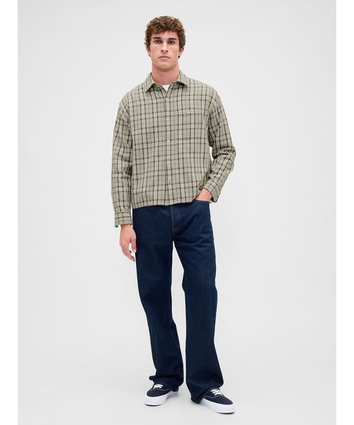 GAP(ギャップ)の「サンウォッシュ ツイル ストレートヘム シャツ(シャツ/ブラウス・メンズ・ホワイト系その他/グリーン系その他・XS/S/M/L/XL)」の8枚目の写真