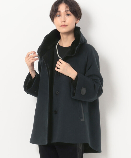 Sサイズ 〕 アンゴラウール Aラインショートコート（その他アウター