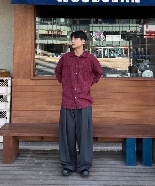 COSTUME O’CLOCK(コスチュームオクロック)の「チェックロングスリーブシャツ 4カラー COOSSH190(シャツ/ブラウス・メンズ・バーガンディー/カーキ/ブラック/ネイビー・MEDIUM/LARGE/SMALL)」の9枚目の写真