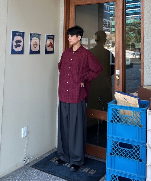COSTUME O’CLOCK(コスチュームオクロック)の「チェックロングスリーブシャツ 4カラー COOSSH190(シャツ/ブラウス・メンズ・バーガンディー/カーキ/ブラック/ネイビー・MEDIUM/LARGE/SMALL)」の10枚目の写真