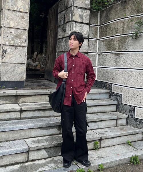 COSTUME O’CLOCK(コスチュームオクロック)の「チェックロングスリーブシャツ 4カラー COOSSH190(シャツ/ブラウス・メンズ・バーガンディー/カーキ/ブラック/ネイビー・MEDIUM/LARGE/SMALL)」の11枚目の写真