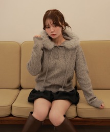 ponpon cable melia knit tops/ポンポンケーブルメリアニットトップス