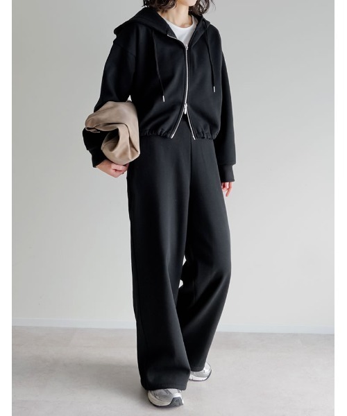 Re:EDIT（リエディ）の「裏起毛ダブルジップドロストパーカー（パーカー・レディース・杢グレー/アイボリー/ブラック・LARGE/MEDIUM）」の6枚目の写真