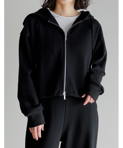 Re:EDIT（リエディ）の「裏起毛ダブルジップドロストパーカー（パーカー・レディース・杢グレー/アイボリー/ブラック・LARGE/MEDIUM）」の7枚目の写真