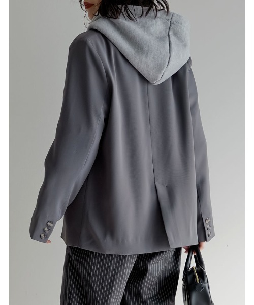 Re:EDIT（リエディ）の「裏起毛ダブルジップドロストパーカー（パーカー・レディース・杢グレー/アイボリー/ブラック・LARGE/MEDIUM）」の9枚目の写真