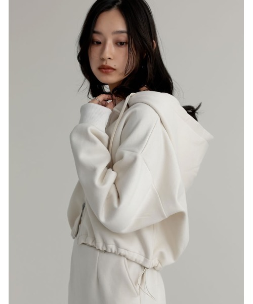 Re:EDIT（リエディ）の「裏起毛ダブルジップドロストパーカー（パーカー・レディース・杢グレー/アイボリー/ブラック・LARGE/MEDIUM）」の13枚目の写真