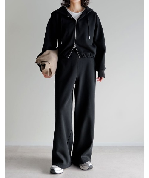 Re:EDIT（リエディ）の「裏起毛ダブルジップドロストパーカー（パーカー・レディース・杢グレー/アイボリー/ブラック・LARGE/MEDIUM）」の4枚目の写真