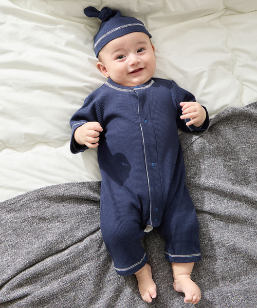 エルメス　ベビー服 3点セット 青 セール】【親子でお揃い】ワッフルベビー退院着（その他ベビーウェア