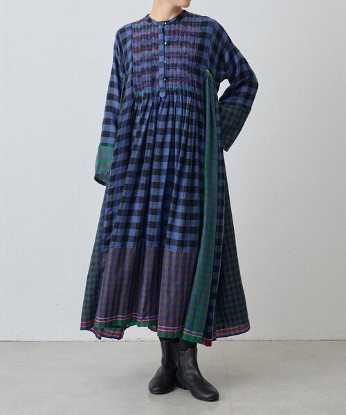 セール】《INJIRI》カシミヤチェック柄ワンピース（ワンピース