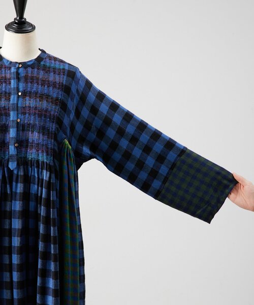 セール】《INJIRI》カシミヤチェック柄ワンピース（ワンピース
