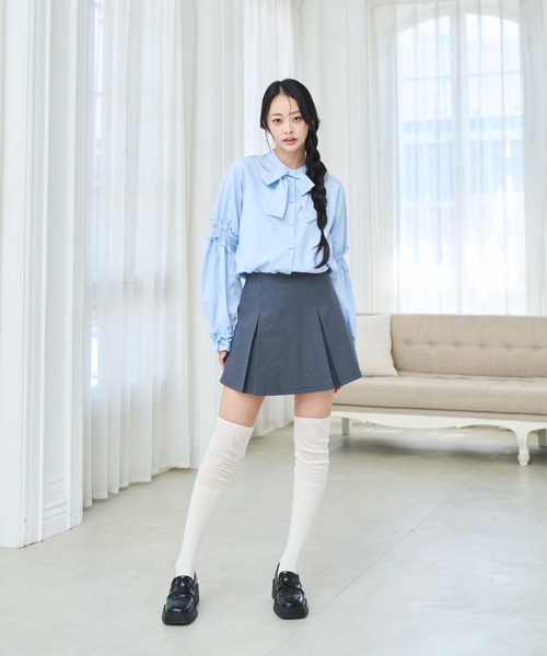 Lallana(ララーナ)の「Lame coco pleats skort/ラメココプリーツスコート(スカート・レディース・グレー/ダークネイビー/ブラウン・SMALL/FREE)」の5枚目の写真