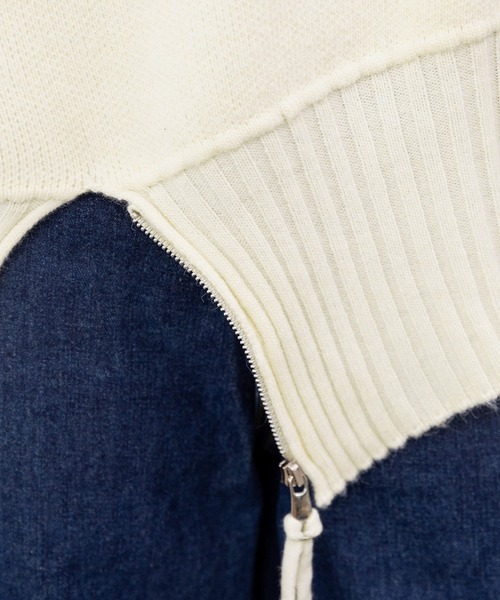 DAY CLOSET（デイ クローゼット）の「遊び心たっぷりニット。長袖 プチハイネック ステッチ アシメ ジップ ニット プルオーバー レディース（ニット/セーター・レディース・クリーム/チャコールグレー・FREE）」の20枚目の写真