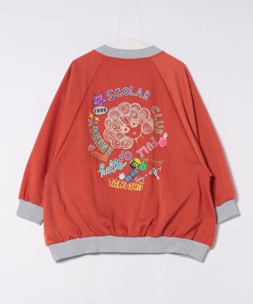 ScoLar（スカラー）の「ScoLar(スカラー) ポップ柄裏起毛 裏毛×フライスブルゾン（ブルゾン・レディース・オレンジ・MEDIUM）」の9枚目の写真