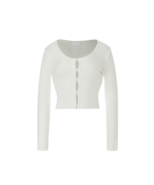 A.R.U(エイアールユー)の「CROPPED KNIT CARDIGAN(カーディガン/ボレロ・レディース・ホワイト/ブラック/イエロー/PINK・FREE)」の2枚目の写真