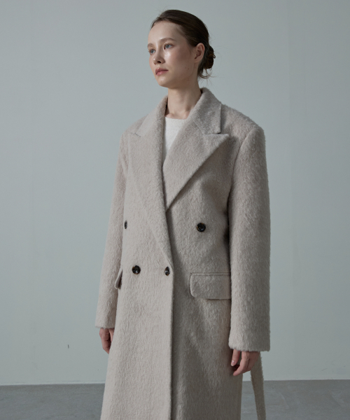 AHRE(アフレ)の「COVE Wool Hairy Tailored Double Belted Coat_BEIGE(チェスターコート・レディース・その他・MEDIUM/LARGE)」の2枚目の写真