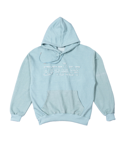 DAMAGED EMB PIGMENT HOODIE ICE MINT