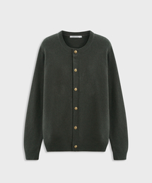 Round Neck Button Cardigan Moss Charcoal