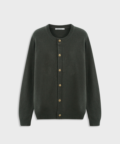 ASHOUR(アッシュアワー)の「Round Neck Button Cardigan Moss Charcoal(カーディガン/ボレロ・メンズ・その他・MEDIUM/LARGE)」の1枚目の写真