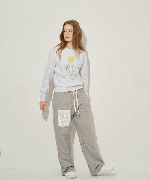 SARANAGI(サラナギ)の「SE0589- crop sweatshirt (white melange )(スウェット・レディース・ライトグレー・FREE)」の4枚目の写真