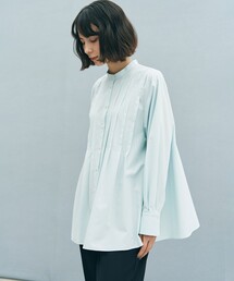 【セレモニー】バンドカラー タックブラウス