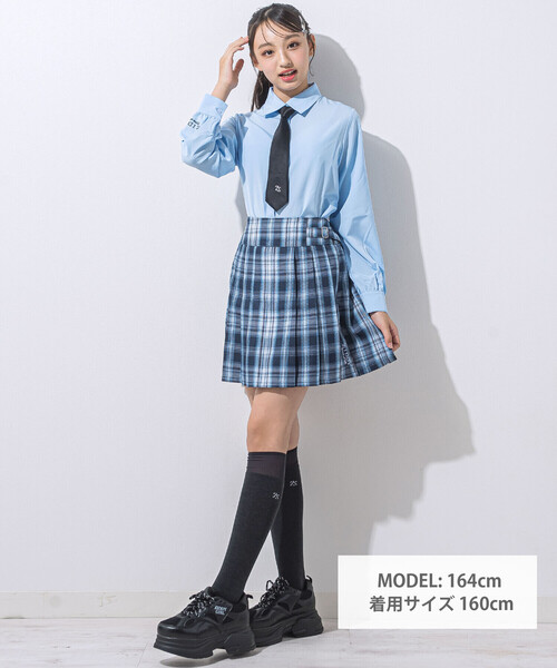 ZIDDY(ジディ)の「【 ニコ☆プチ 掲載 】チェックスカパン(130~160cm)(スカート・キッズ・ブルー系その他2・130cm/FREE/140cm/150cm)」の2枚目の写真