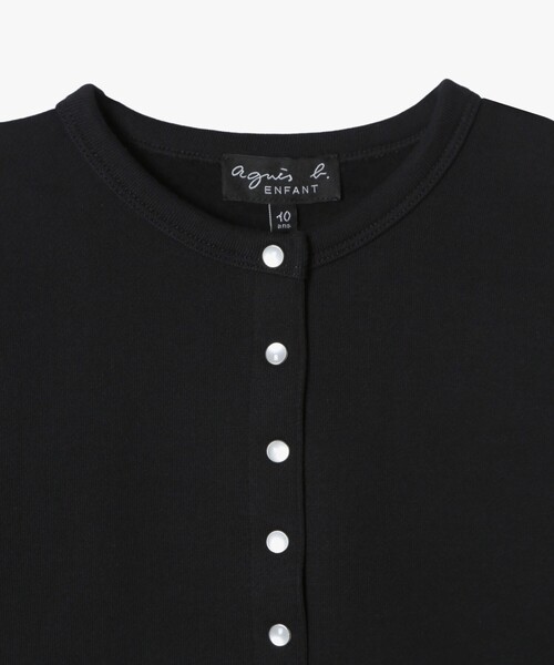 agnes b.（アニエスベー）の「キッズ コットン メルトン 長袖 カーディガンプレッション（カーディガン/ボレロ・キッズ・ブラック・4YEAR/6YEAR/8YEAR/10YEAR/12YEAR）」の3枚目の写真