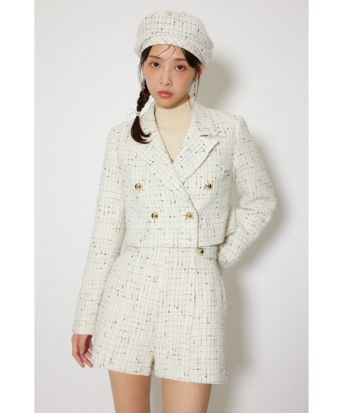 セール】【セットアップ対応】ツイードショートジャケット 春服 