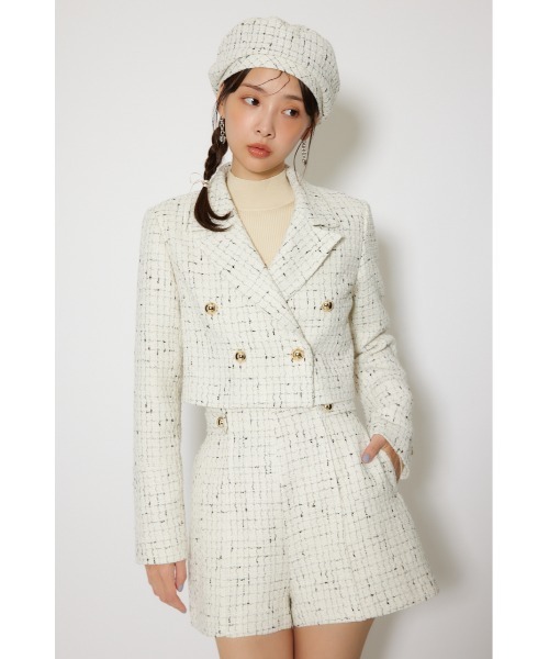 rienda(リエンダ)の「ツイードショートジャケット 春服(テーラードジャケット・レディース・ライトブルー/ブラック/ホワイト・SMALL/MEDIUM)」の18枚目の写真