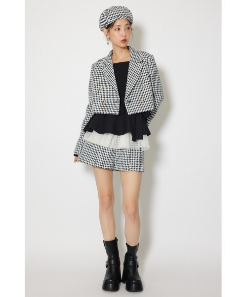 rienda(リエンダ)の「ツイードショートジャケット 春服(テーラードジャケット・レディース・ライトブルー/ブラック/ホワイト・SMALL/MEDIUM)」の4枚目の写真