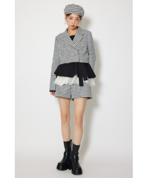 rienda(リエンダ)の「ツイードショートジャケット 春服(テーラードジャケット・レディース・ライトブルー/ブラック/ホワイト・SMALL/MEDIUM)」の5枚目の写真