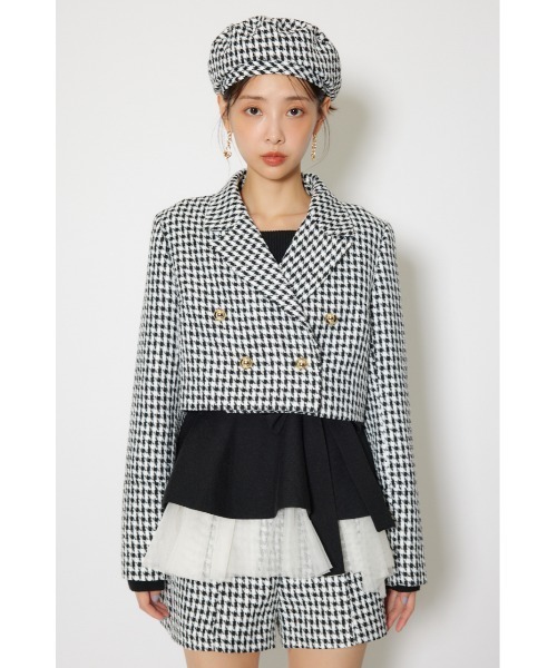 rienda(リエンダ)の「ツイードショートジャケット 春服(テーラードジャケット・レディース・ライトブルー/ブラック/ホワイト・SMALL/MEDIUM)」の7枚目の写真