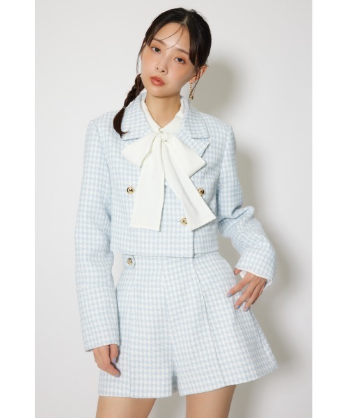 rienda(リエンダ)の「ツイードショートジャケット 春服(テーラードジャケット・レディース・ライトブルー/ブラック/ホワイト・SMALL/MEDIUM)」の10枚目の写真